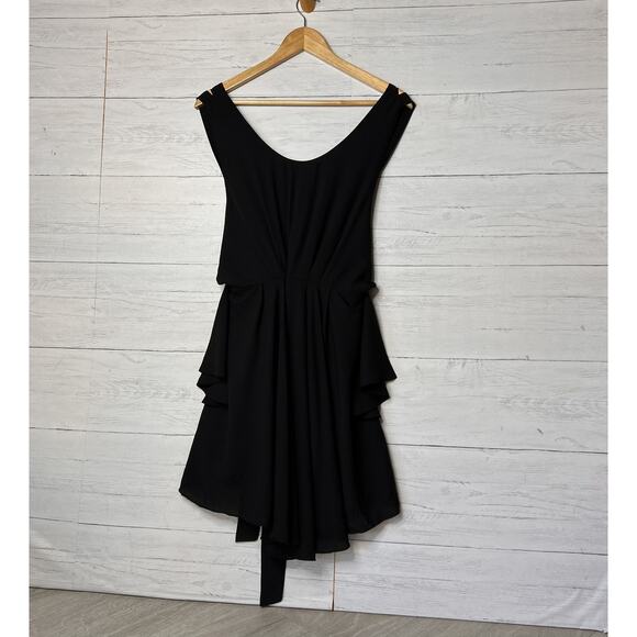 Angie Dress Womens Size Medium Black Sheer Strappy Winged Lined Contemporary - Picture 1 of 16
